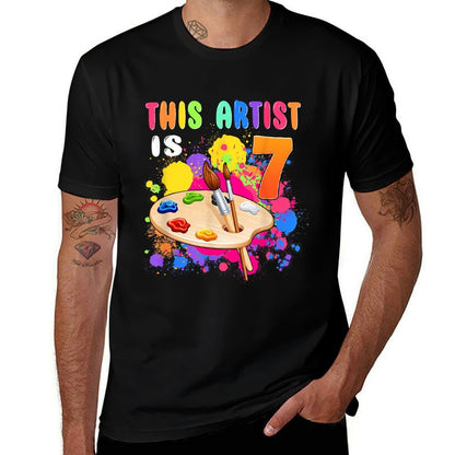This Artist Is 7 Birthday Party 7th Little Art Painting  Lightweight T-Shirt