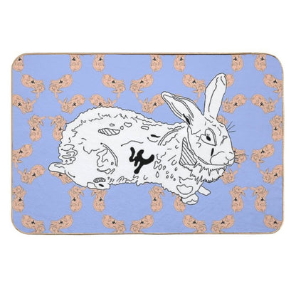 Sweet Bunny - Illustration - Vegan Art  Repositionable Bath Mat