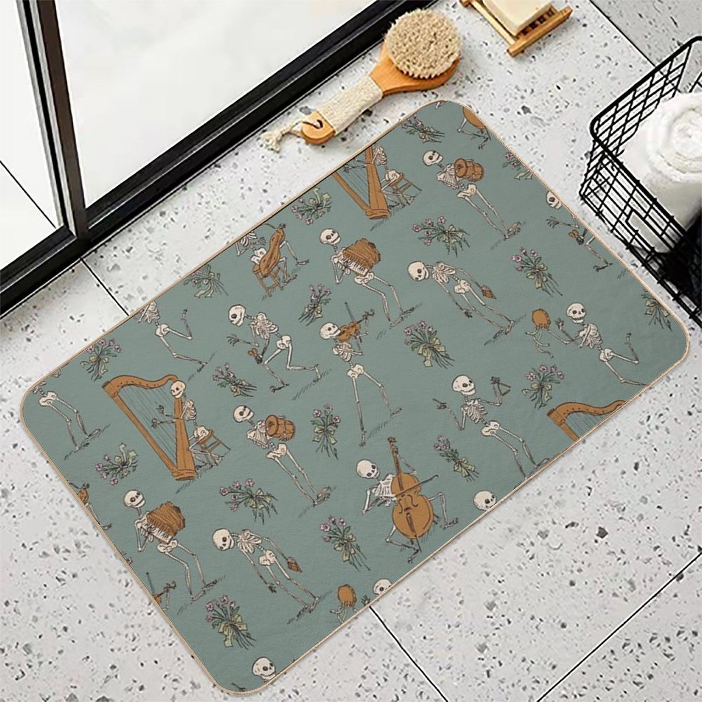 Skeleton Orchestra  Rapid-Drying Bath Mat