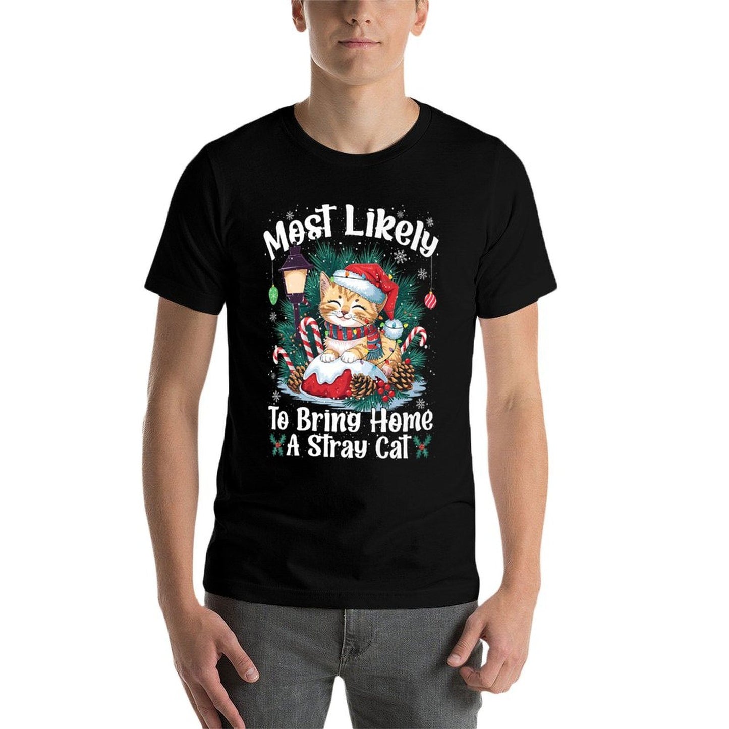 Most Likely To Bring Home A Stray Cat Christmas Pajamas Premium  Vintage-inspired T-Shirt