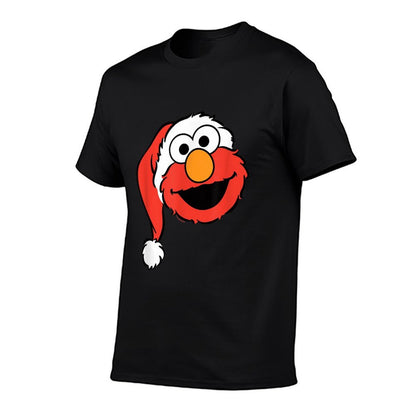 Sesame Street Christmas Santa Hat Elmo Face  Durable T-Shirt