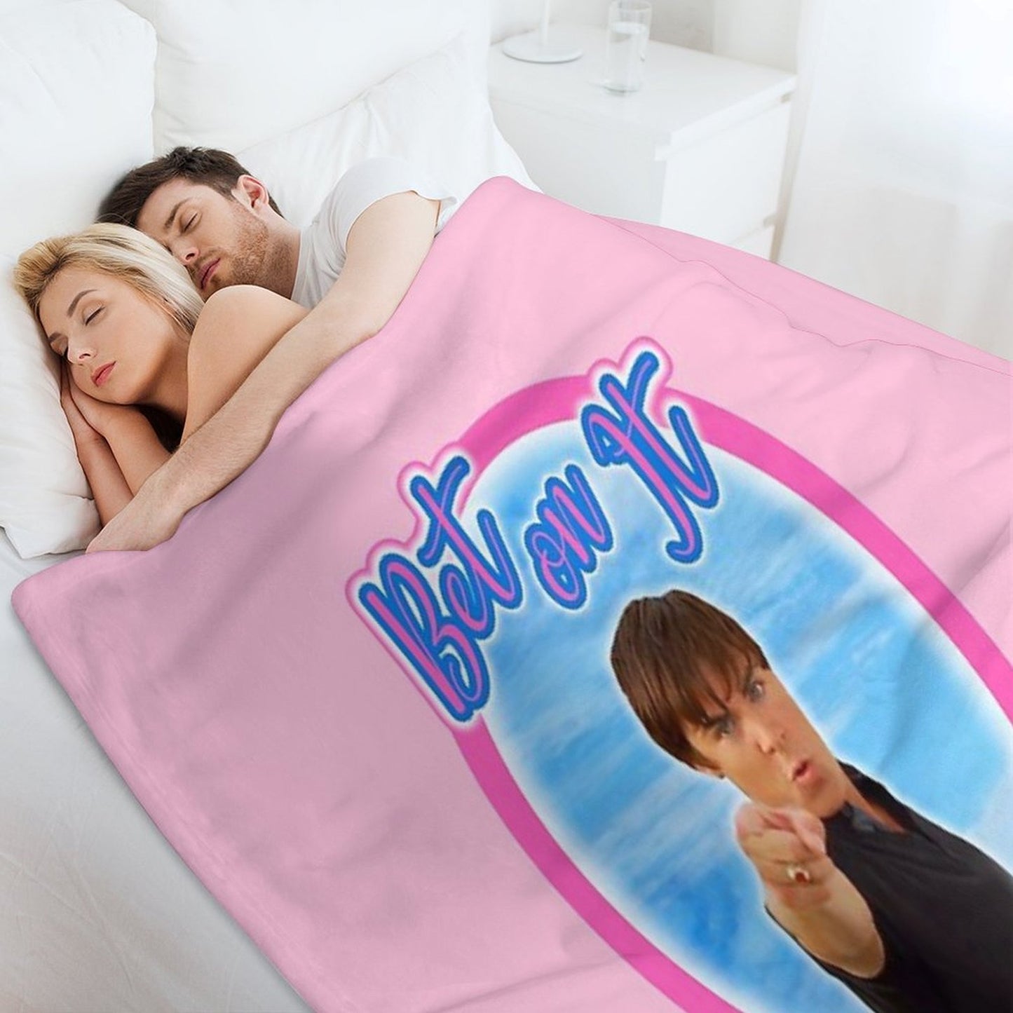 Troy Bolton Says Bet On It High School Musical Zac Efron Fan Art Sustainable Throw Blanket