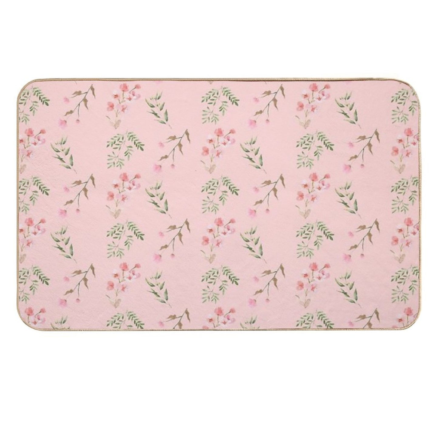 Pretty Pink Pattern Flowers  Pet-Safe Bath Mat