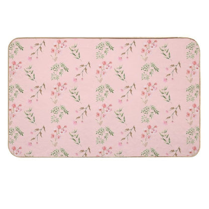 Pretty Pink Pattern Flowers  Pet-Safe Bath Mat