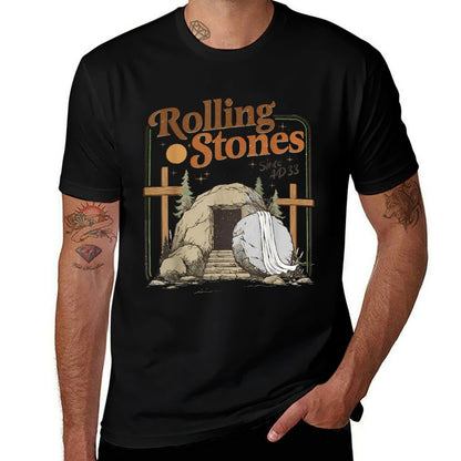 The Stone Was Rolled Away He Is Alive Retro Christian Easter  Graphic-printed T-Shirt
