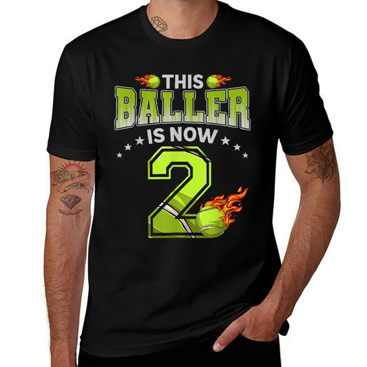 2nd Birthday Boys Tennis Player Gifts 2 Years Old Kids Boy  Easy-care T-Shirt