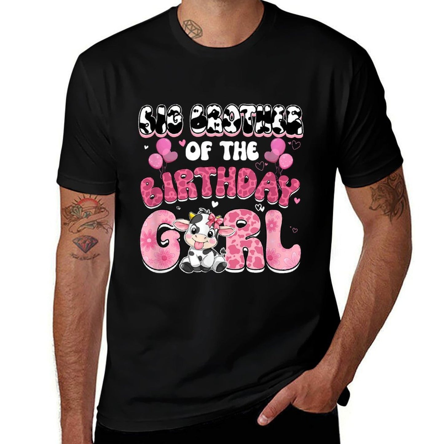 Big Brother Of The Birthday Girl Cow Farm Family 1St  Moisture-wicking T-Shirt