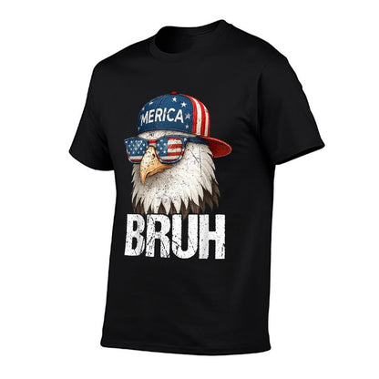 Bruh Fourth 4th Of July Eagle American Patriotic Mens Boys  Graphic-printed T-Shirt