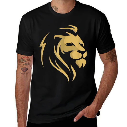 Gold Lion Head Logo For Boy Girl Kids  Heathered Texture T-Shirt