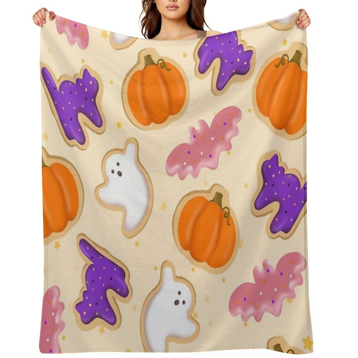 Halloween Cookies (Pink) Eco-conscious Throw Blanket
