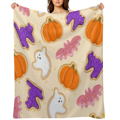 Halloween Cookies (Pink) Eco-conscious Throw Blanket