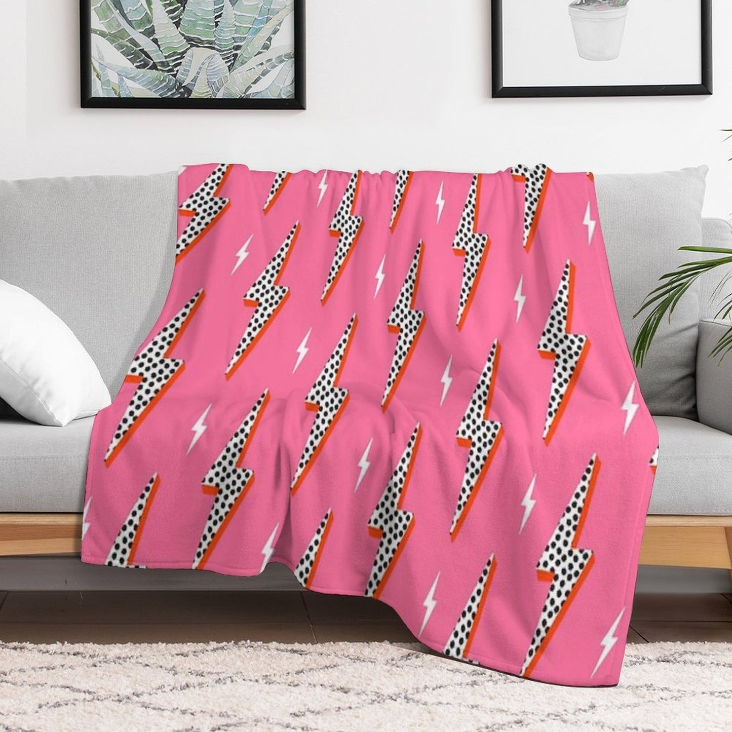 Lightning Bolt Thunder Flash Preppy Pink Premium Throw Blanket
