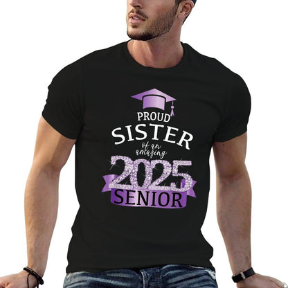 A Proud Sister of A 2025 Senior I Purple Black School Decor  Breathable T-Shirt