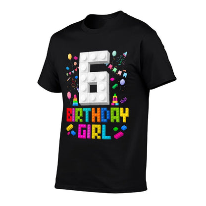 6th Birthday Girl Master Builder 6 Years Old Building Block  Easy-care T-Shirt