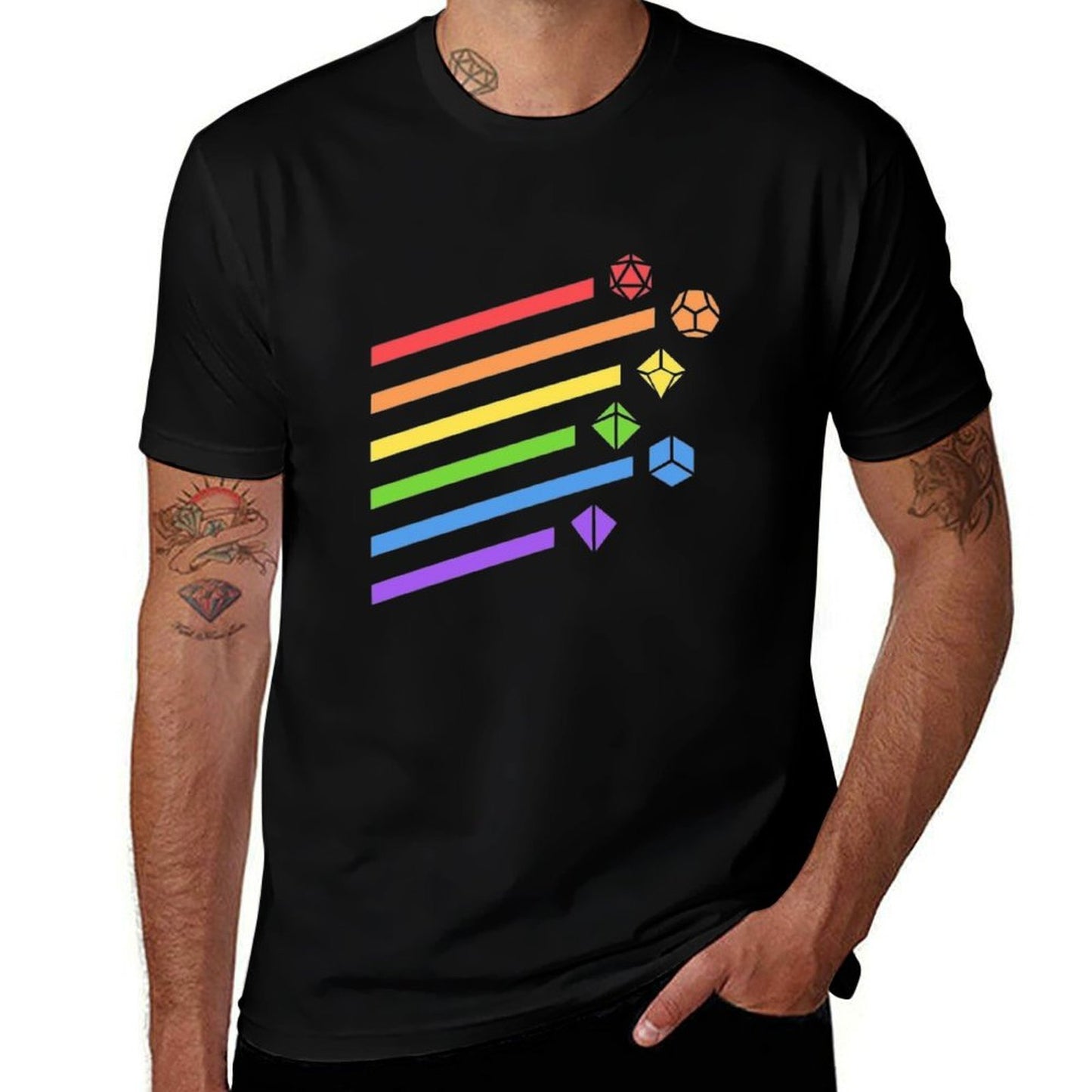 Rainbow Dice Set Tabletop RPG Gaming  Slim-fit Cut T-Shirt