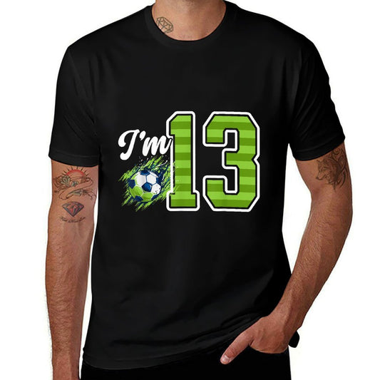 13th Soccer Birthday Party Thirteen Year Old Soccer Player  Tagless Design T-Shirt