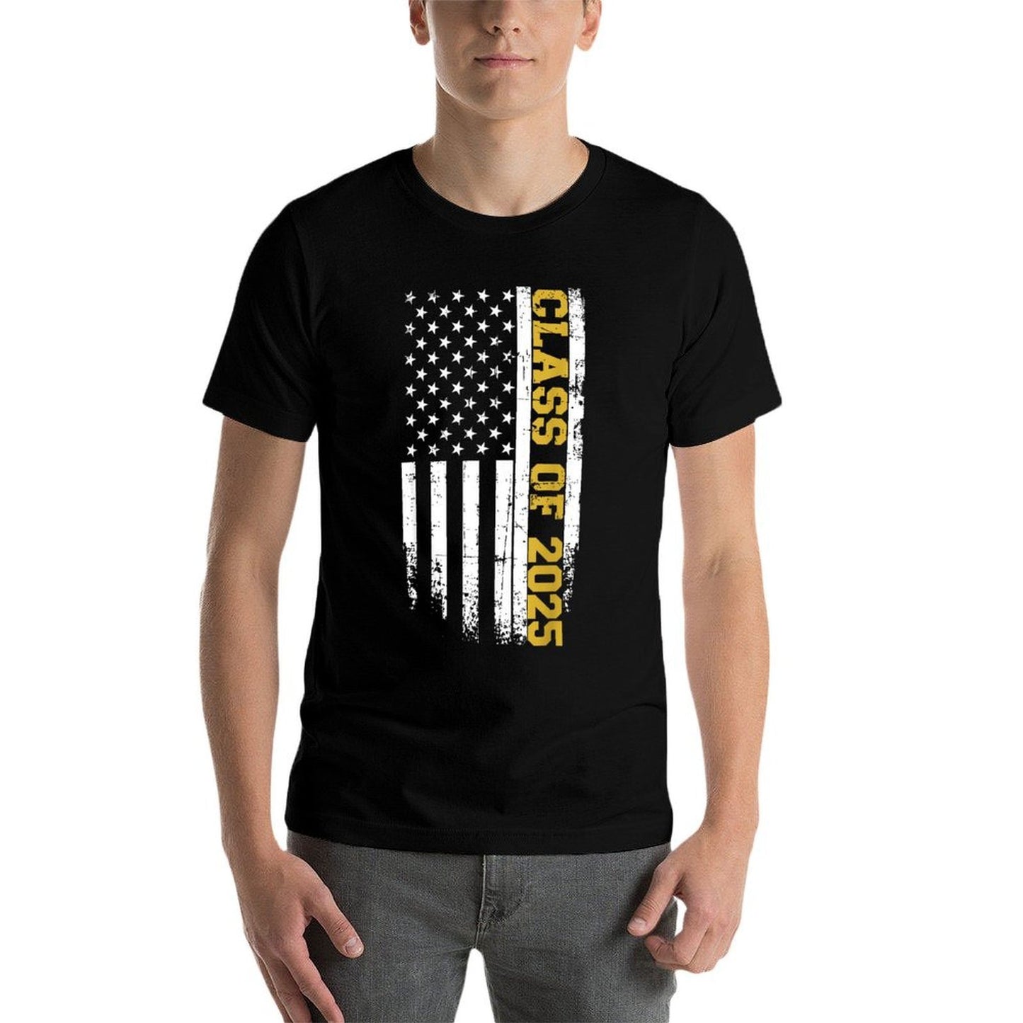 Class of 2025 Graduation Us Vintage Flag  Oversized Silhouette T-Shirt