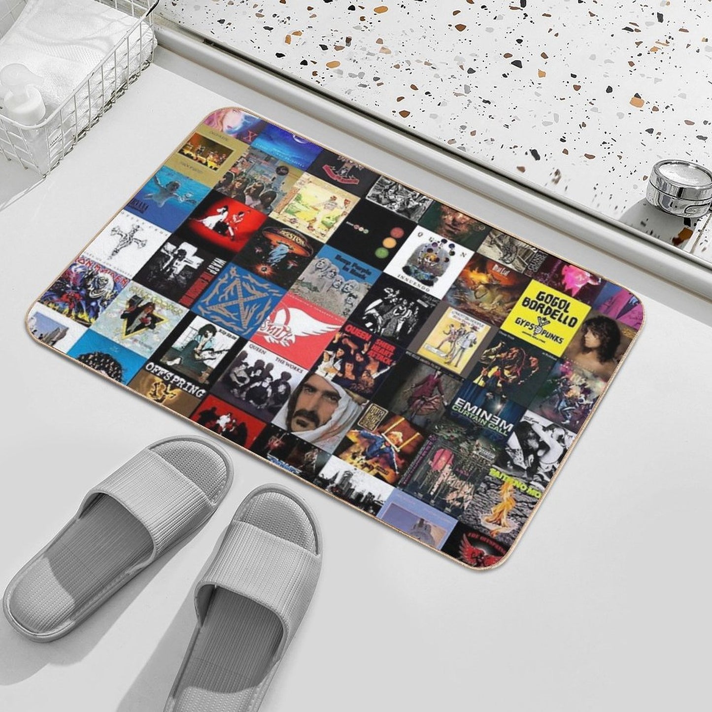 Retro Album Cover Collage Durable Bath Mat