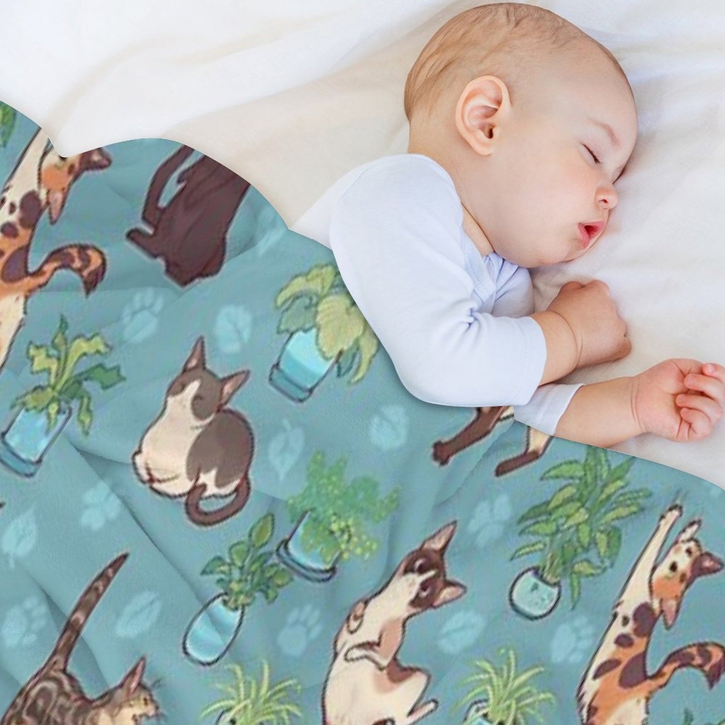 Cozy Michis in Blue Easy Care Throw Blanket