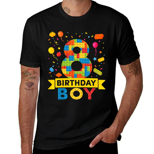 Kids 8 Year Old Building Blocks 8th Birthday Boy  Stretchy T-Shirt