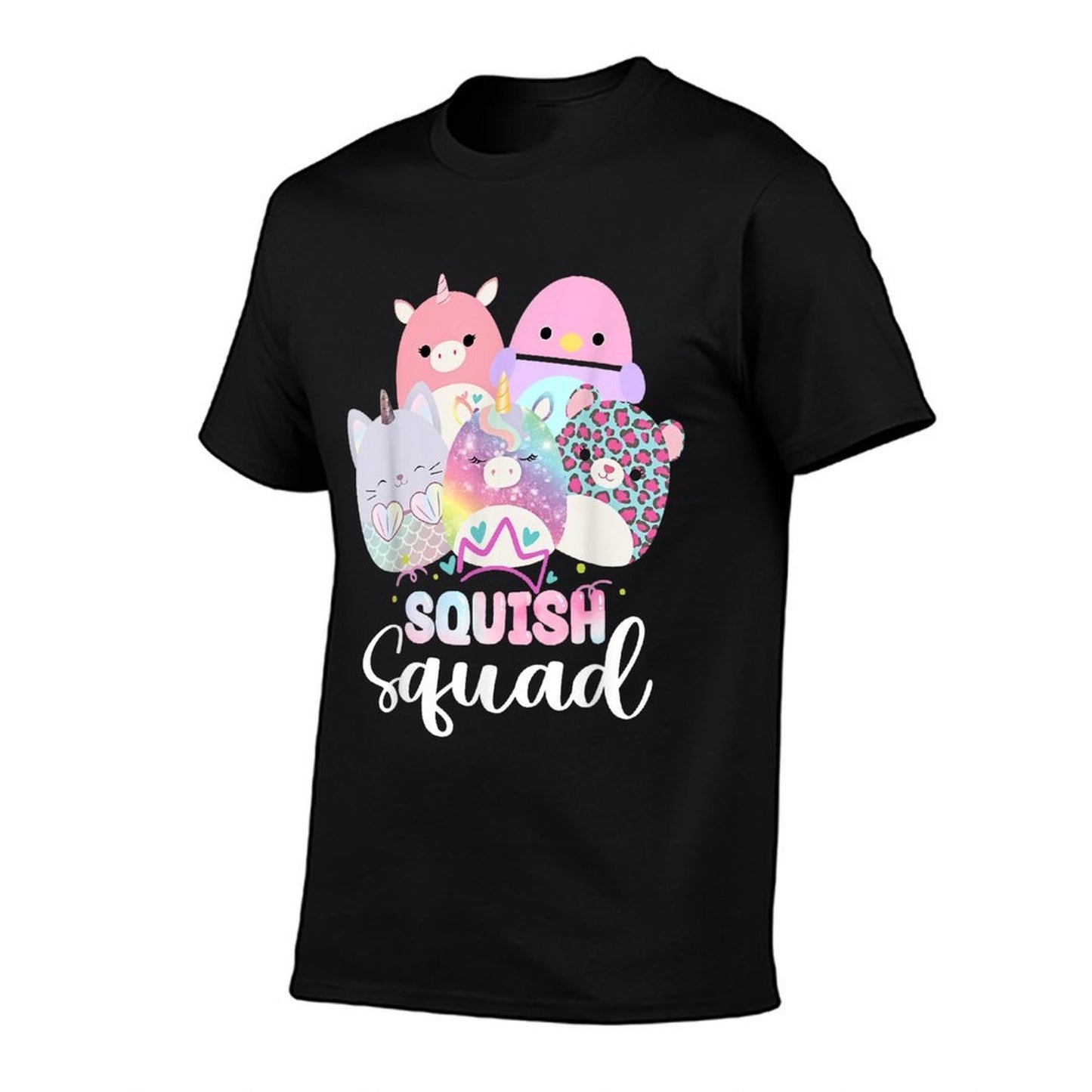 Squish Squad Birthday Squish Squad Girls Kids  Ribbed Collar T-Shirt