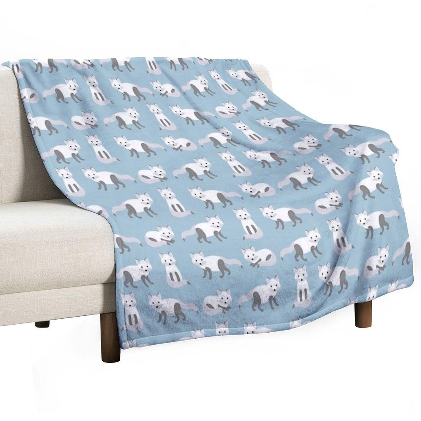 Arctic Fox Pattern Machine-washable Throw Blanket