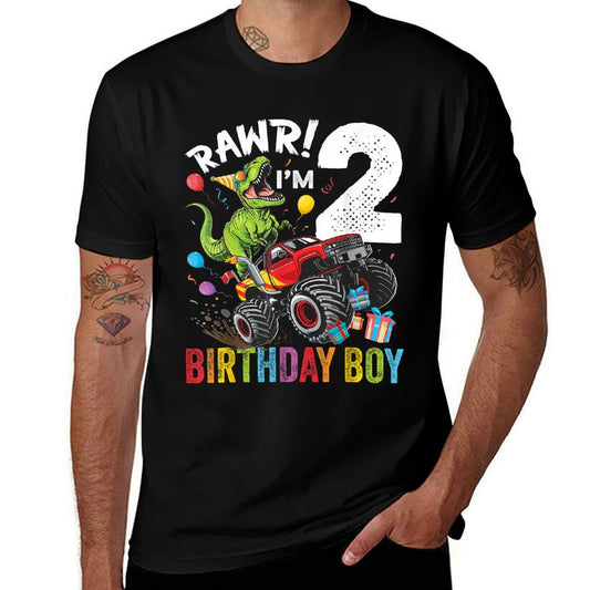 2nd Birthday Boy Dinosaur Monster Truck  Quick-drying T-Shirt