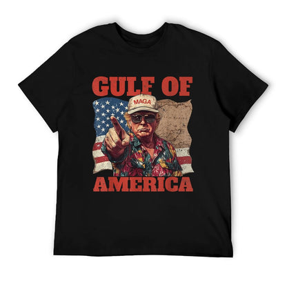 Gulf of USA America Funny USA Flag Heathered Texture T-Shirt