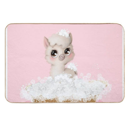Baby Llama in A Bathtub, Girls Bathroom Print, Baby Animals in Tub, Whimsy Animal, Kids Bathroom Art  Pet-Safe Bath Mat