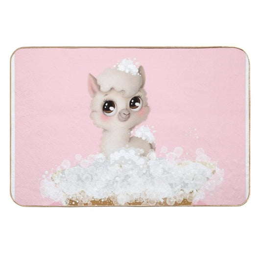 Baby Llama in A Bathtub, Girls Bathroom Print, Baby Animals in Tub, Whimsy Animal, Kids Bathroom Art  Pet-Safe Bath Mat