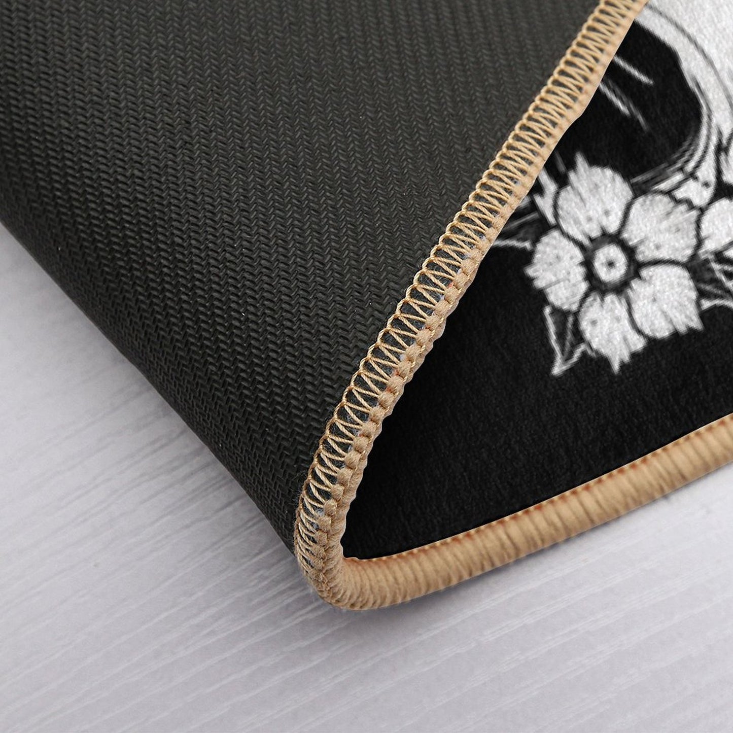 Cat Skull And Pretty Flowers  Pet-Safe Bath Mat