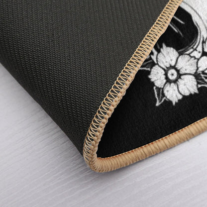 Cat Skull And Pretty Flowers  Pet-Safe Bath Mat