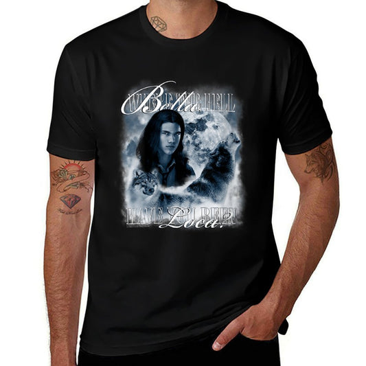 Womens Twilight Saga Retro Jacob Wolf Moon Loca Movie  Slim-fit Cut T-Shirt