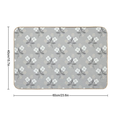 2731 E - Hand Drawn Ditsy Flowers, Grey Silver  Fade-Resistant Bath Mat