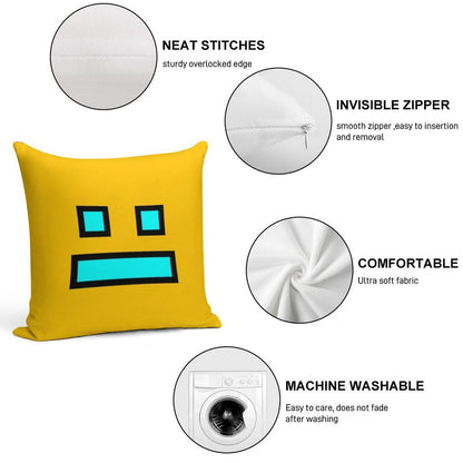 Geometry Dash Soft Fade-Resistant Throw Pillow
