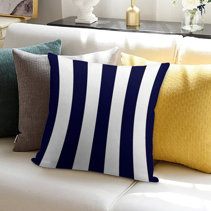 Classic Navy Blue And White Stripes Soft Gift Ready Throw Pillow