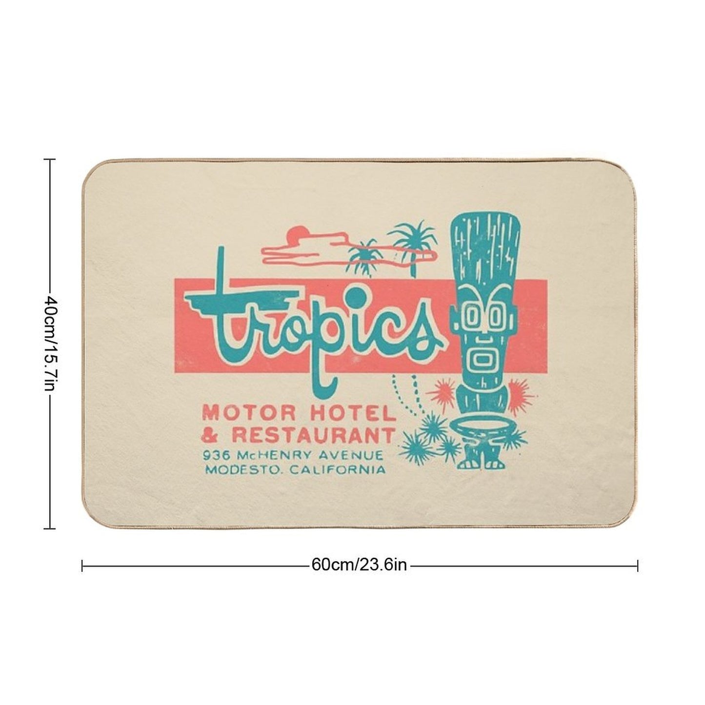 Tropics Motor Hotel  Tiki  1950s  Polynesian  Retro Surf Style  Versatile Bath Mat