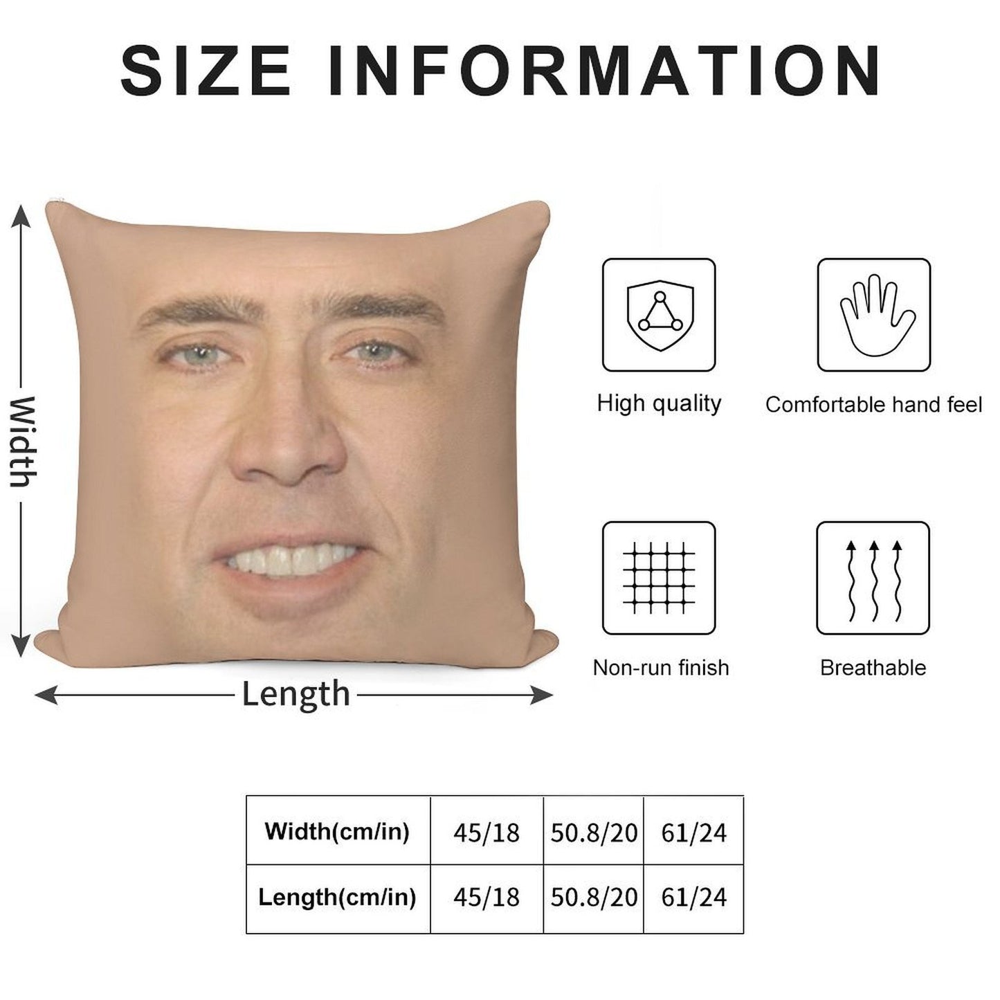 Nicholas Cage Face Pattern Soft Short Plush Fabric Throw Pillow