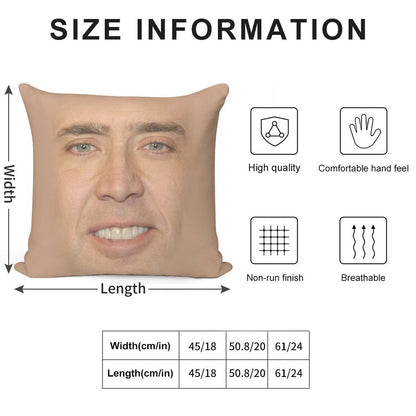 Nicholas Cage Face Pattern Soft Short Plush Fabric Throw Pillow
