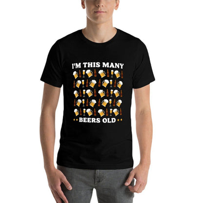 Beer Drinking I’m This Many Beers Old 50th Birthday  Oversized Silhouette T-Shirt