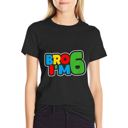 Kids 6th Birthday Boy Bro I’m 6 Year Old Four Party  Moisture-wicking T-Shirt