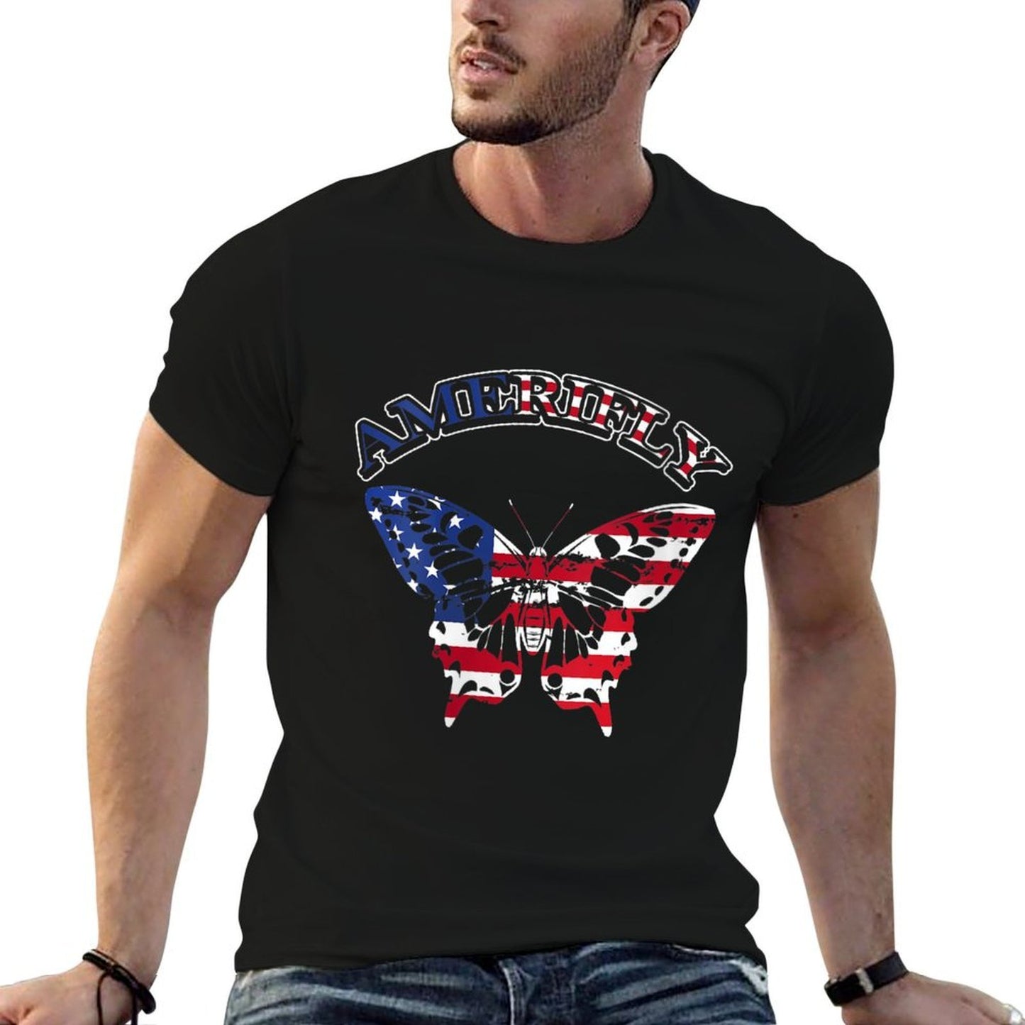 Womens Amerifly 4th of July Butterfly Wing Independence Day  Versatile T-Shirt