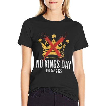 No Kings Day  Ribbed Collar T-Shirt