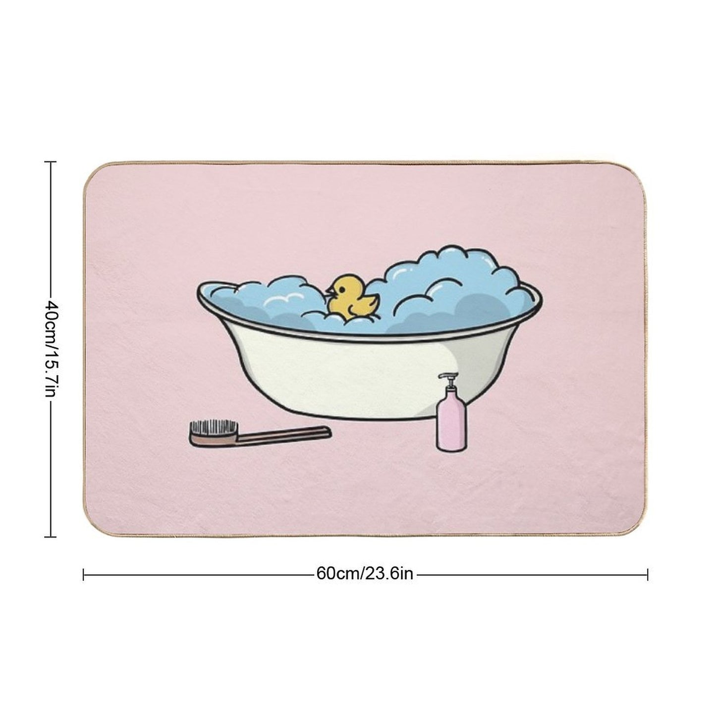 Bubble Bath  Bathtub And Rubber Duck Durable Bath Mat