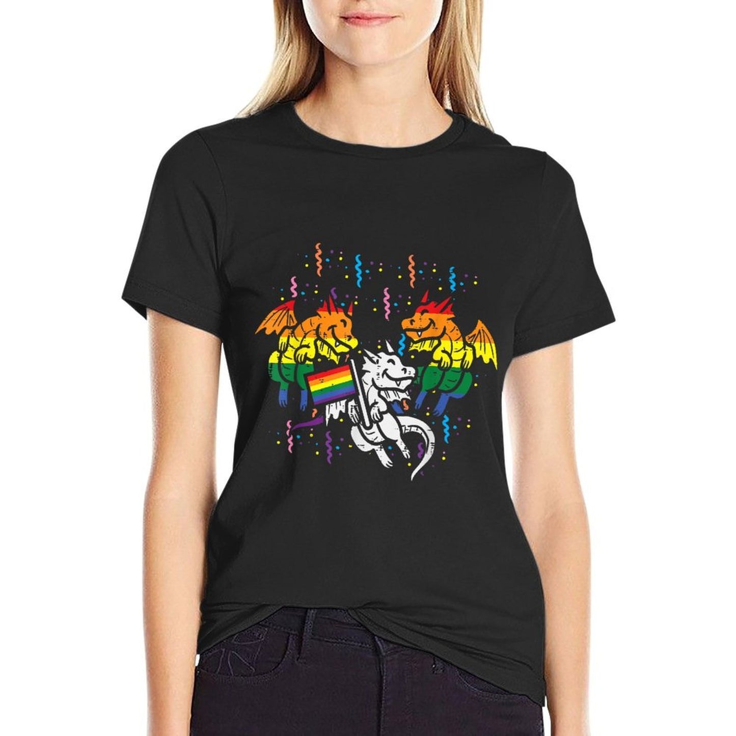 Rainbow Dragons LGBT Pride Month Gay Ally Animal  Quick-drying T-Shirt