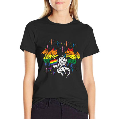 Rainbow Dragons LGBT Pride Month Gay Ally Animal  Quick-drying T-Shirt