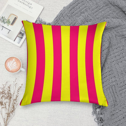 Bright Neon Pink And Yellow Vertical Cabana Tent Stripes Soft Multiple Sizes Throw Pillow