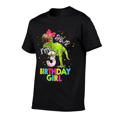 Kids Rawr I'm 3 3rd Birthday T Rex Dinosaur Party For Girls  Quick-drying T-Shirt