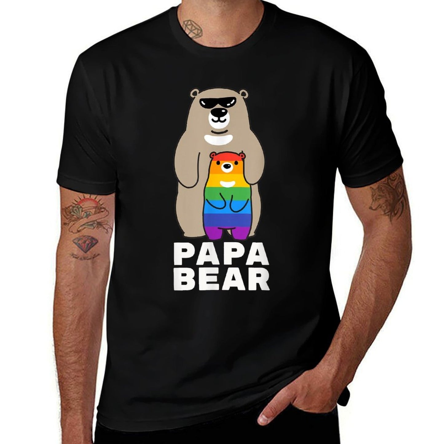 LGBT Proud Papa Bear Proud Bear Dad LGBT Pride Gay Child  Oversized Silhouette T-Shirt