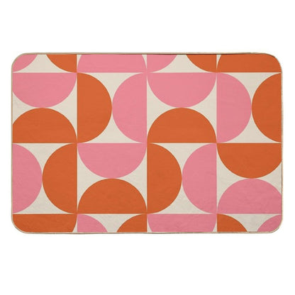 Minimalist Geometric  Mid Century Modern Abstract Half Circles Pattern in Pink And Orange Durable Bath Mat